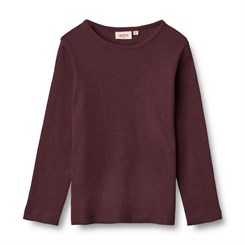 Wheat wool T-shirt LS - Aubergine